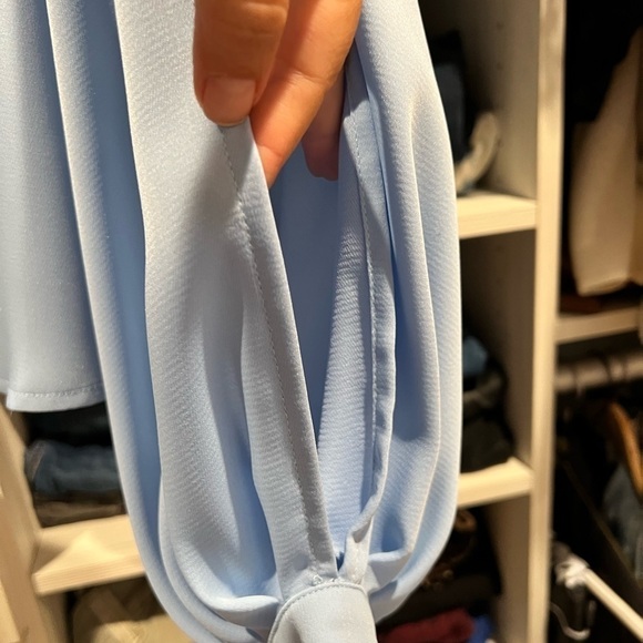 Francesca’s collection punch pretty baby blue balloon sleeve w/ cutouts top Med - Picture 3 of 10